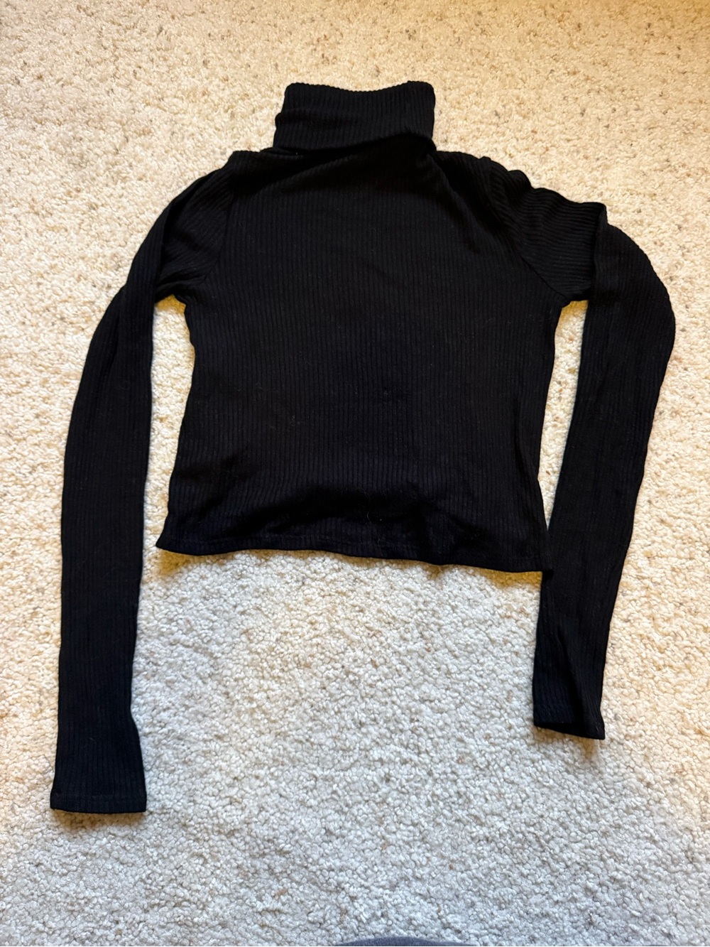 Reformation Black Ribbed Turtleneck Long-Sleeve Top